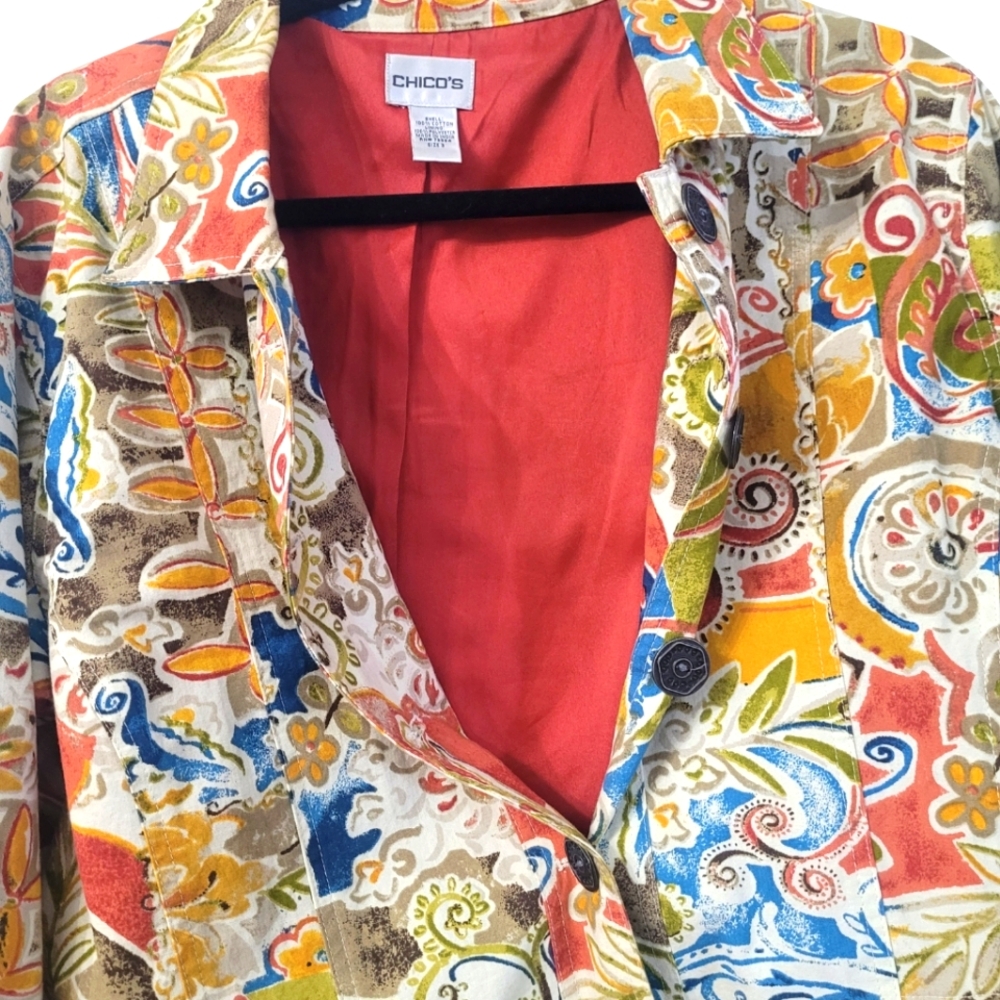 Chicos fun pasley/ floral XL 100%  cotton jacket!